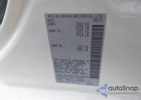 2024 Nissan Altima Sr Fwd из США, поврежденный, VIN 1N4BL4CV3RN319364